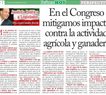 En el Congreso mitigamos impacto contra la actividad agrícola y ganadera